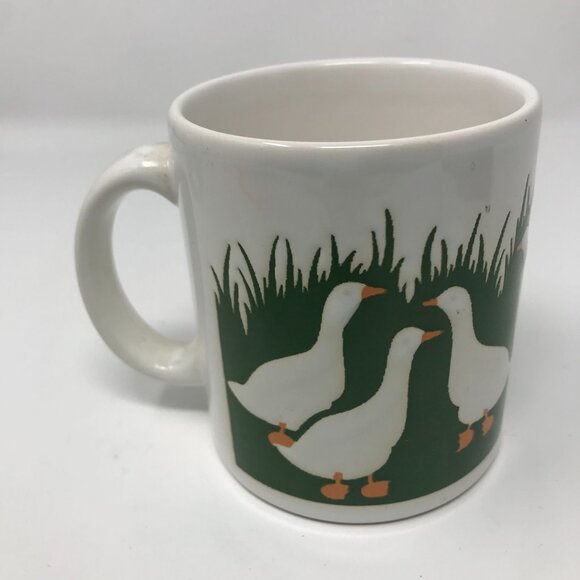 Waechtersbach Country Ducks Goose Geese Pond White Coffee Cup Mug - W. Germany - Picture 2 of 4